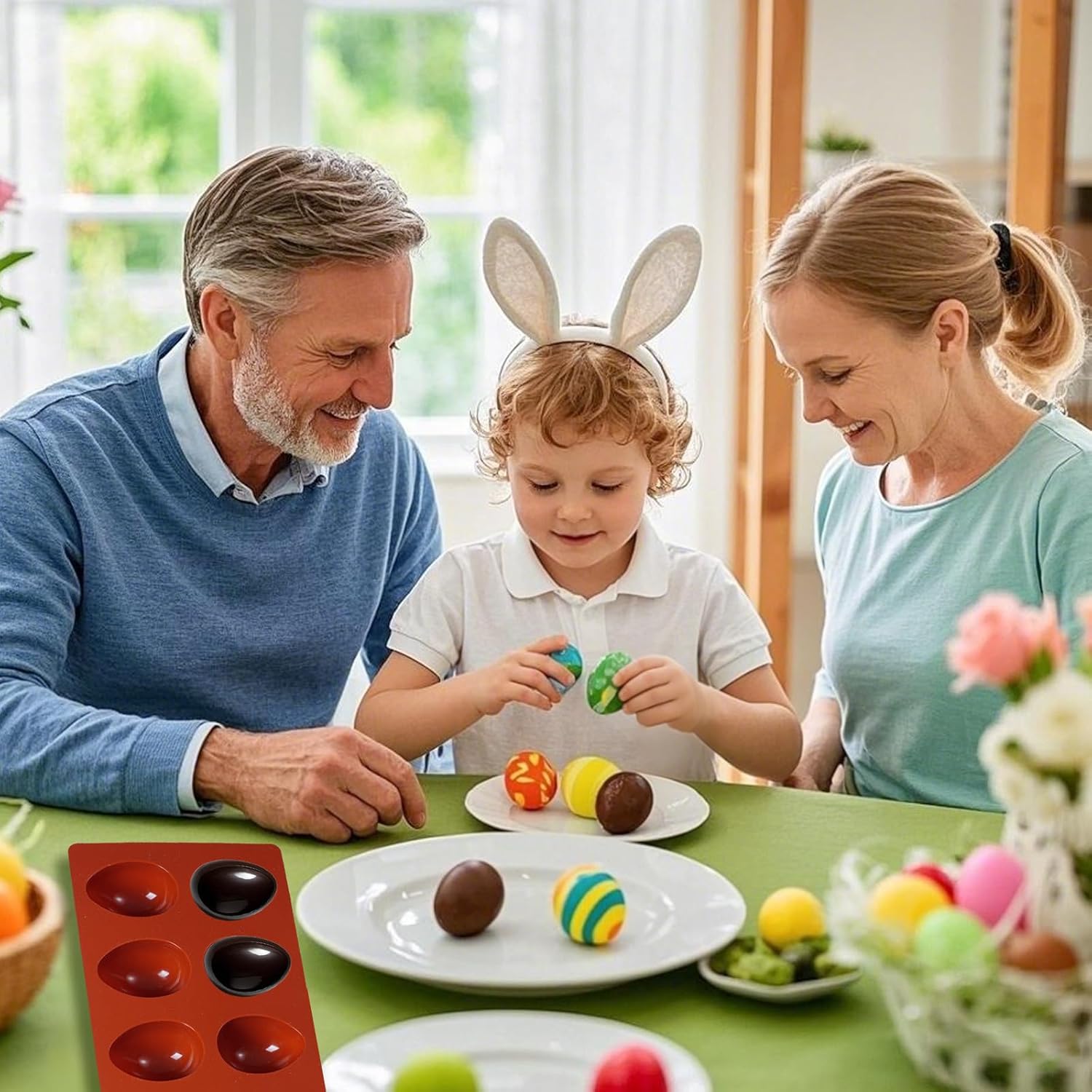 8 Cavity Silicone Egg Molds Set of 2 for Easter Silicone Egg Pan Baking Supplies for Cake Decorating V1258-DP02-A-1203