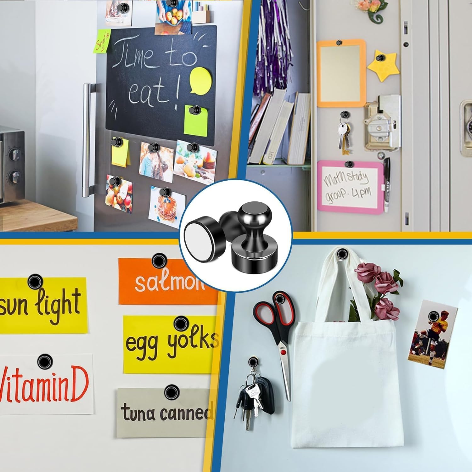 12Pcs Black Refrigerator Magnets Fridge Magnets,Small and Dainty Magnets, Metal Magnets for Fridge, V1258-DP02-A-1205