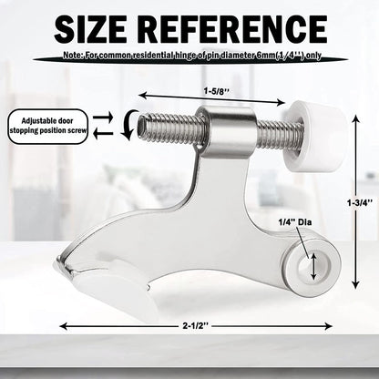Hinge Pin Door Stopper, 2 Pcs Heavy Duty Hinge Pin Stopper, Adjustable Door Stopper with White Rubber Bumper V1258-DP02-A-1206