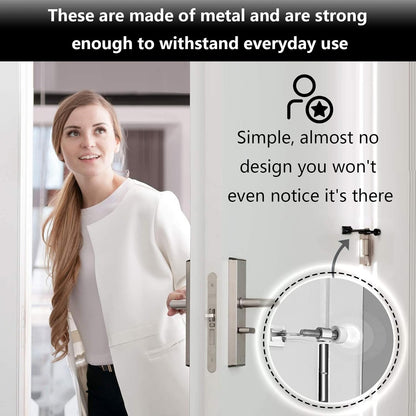 Hinge Pin Door Stopper, 2 Pcs Heavy Duty Hinge Pin Stopper, Adjustable Door Stopper with White Rubber Bumper V1258-DP02-A-1206
