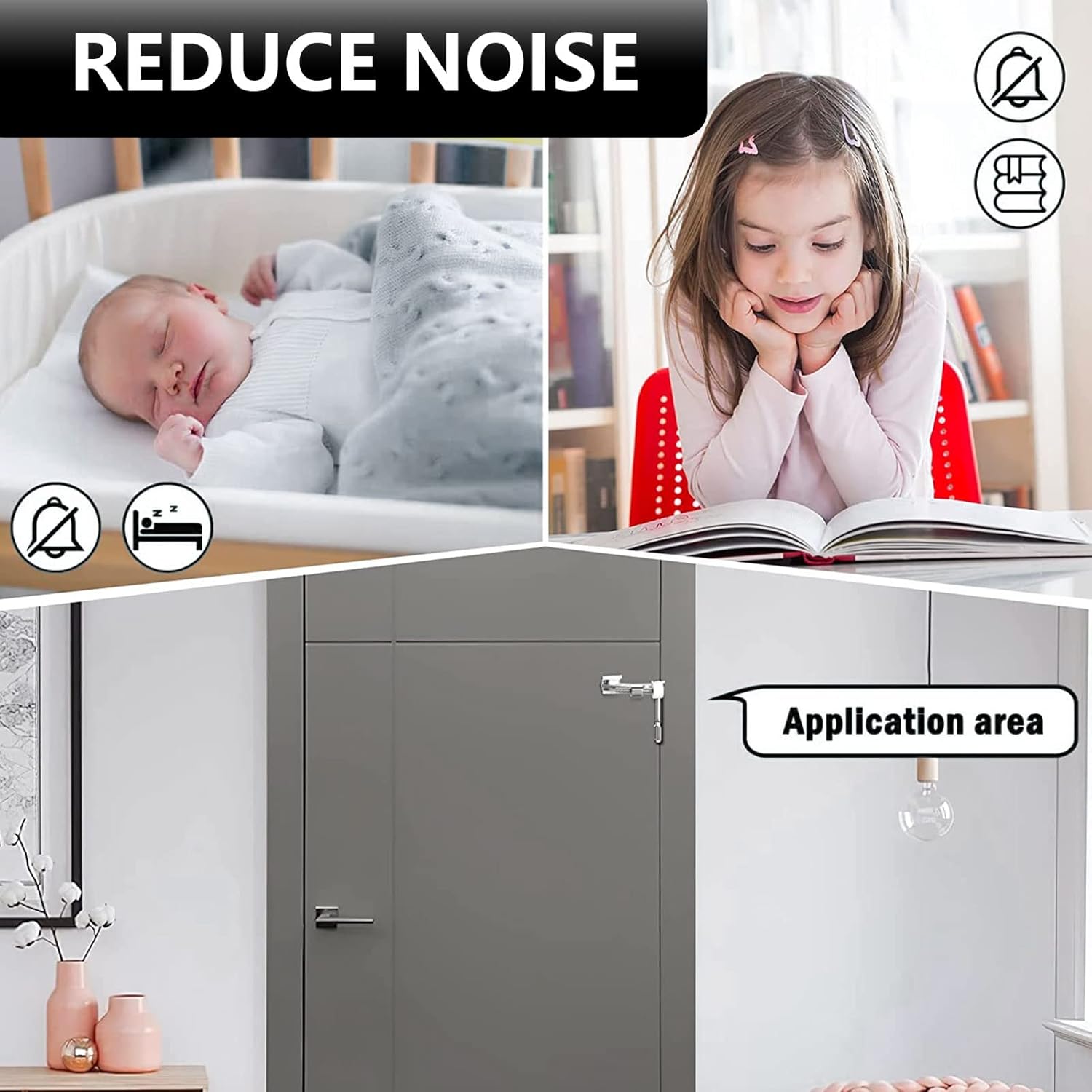 Hinge Pin Door Stopper, 2 Pcs Heavy Duty Hinge Pin Stopper, Adjustable Door Stopper with White Rubber Bumper V1258-DP02-A-1206