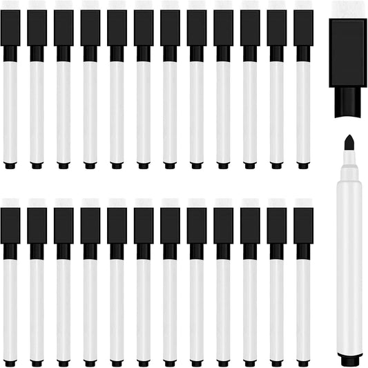 25Pcs Black Magnetic Dry Erase Markers with Eraser Cap, White Board Mini Dry erase Markers Bulk, Fine Point V1258-DP02-A-1207
