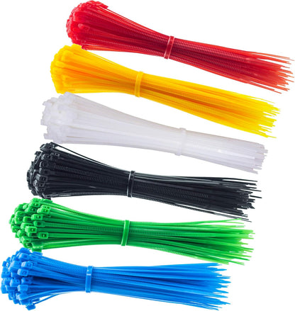 8 Inch Zip Ties (Tying Length 6.7"), 120pcs Nylon Cable Ties, 6 Multi-colors V1258-DP02-A-1209
