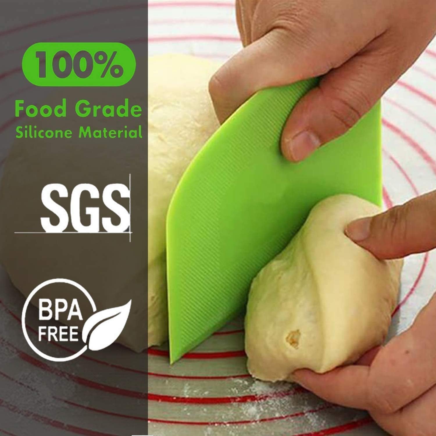 Dough Scraper Bench Scraper - 3P 4.7x3.7" Plastic Flexible Bowl Scraper, Sharp Edge & Angles Cake Scraper. V1258-DP02-A-1212