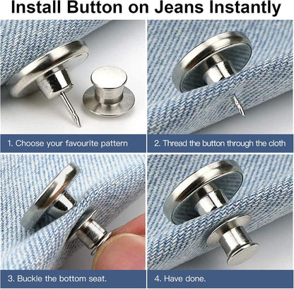 12 Sets Button Pins for Jeans, No Sew Jean Buttons Replacement,Removable Adjustable Instant Extender or V1258-DP02-A-1213
