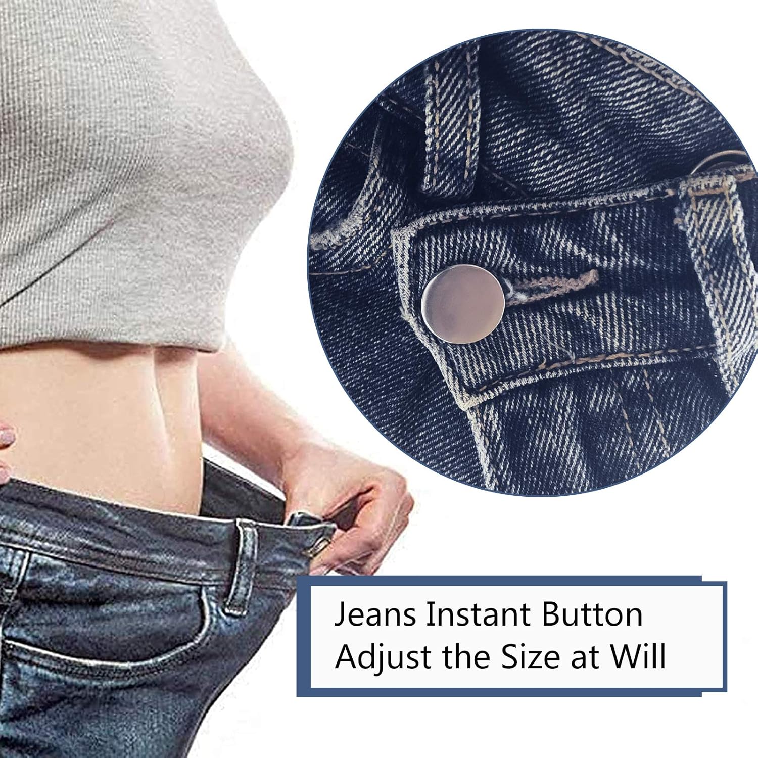 12 Sets Button Pins for Jeans, No Sew Jean Buttons Replacement,Removable Adjustable Instant Extender or V1258-DP02-A-1213