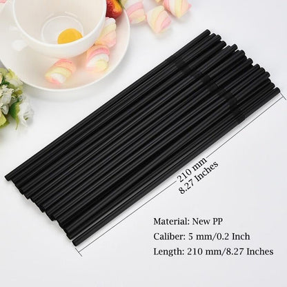 Flexible Plastic Straws Bendable for Drinking, Diameter 5 MM Length 21 CM (8.27 Inches), 100 PCS, Black, V1258-DP02-A-1215
