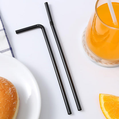 Flexible Plastic Straws Bendable for Drinking, Diameter 5 MM Length 21 CM (8.27 Inches), 100 PCS, Black, V1258-DP02-A-1215