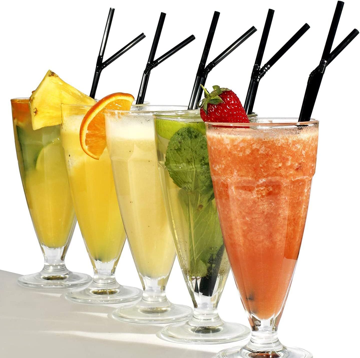 Flexible Plastic Straws Bendable for Drinking, Diameter 5 MM Length 21 CM (8.27 Inches), 100 PCS, Black, V1258-DP02-A-1215