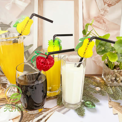 Flexible Plastic Straws Bendable for Drinking, Diameter 5 MM Length 21 CM (8.27 Inches), 100 PCS, Black, V1258-DP02-A-1215