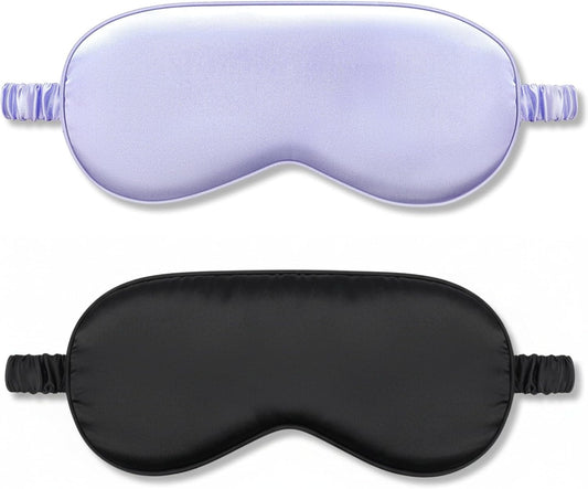 2Pack Silk Sleep Mask, Eye Mask for Sleeping,Elastic Blackout Eye Mask & Blindfold for Full Night's V1258-DP02-A-1222