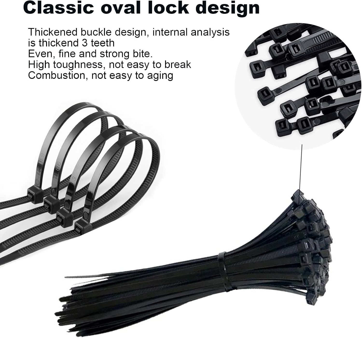 150 PCS Cable Zip Ties Heavy Duty, Self-Locking Nylon Cable Straps 4+8+12 Inch, Durable Auto-Locking Cord V1258-DP02-A-1225