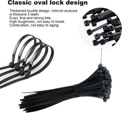 150 PCS Cable Zip Ties Heavy Duty, Self-Locking Nylon Cable Straps 4+8+12 Inch, Durable Auto-Locking Cord V1258-DP02-A-1225