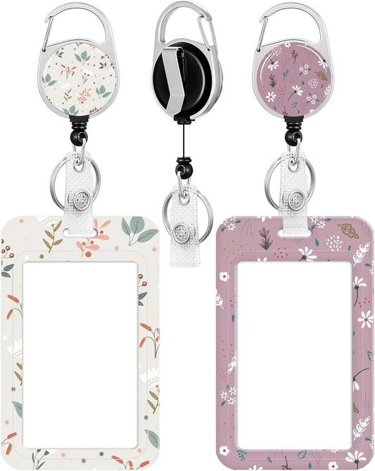 2 Pack Badge Holder and Heavy Duty Retractable Reel, ID Badge Holders with Retractable Clip for Nurse Teacher V1258-DP02-A-1228