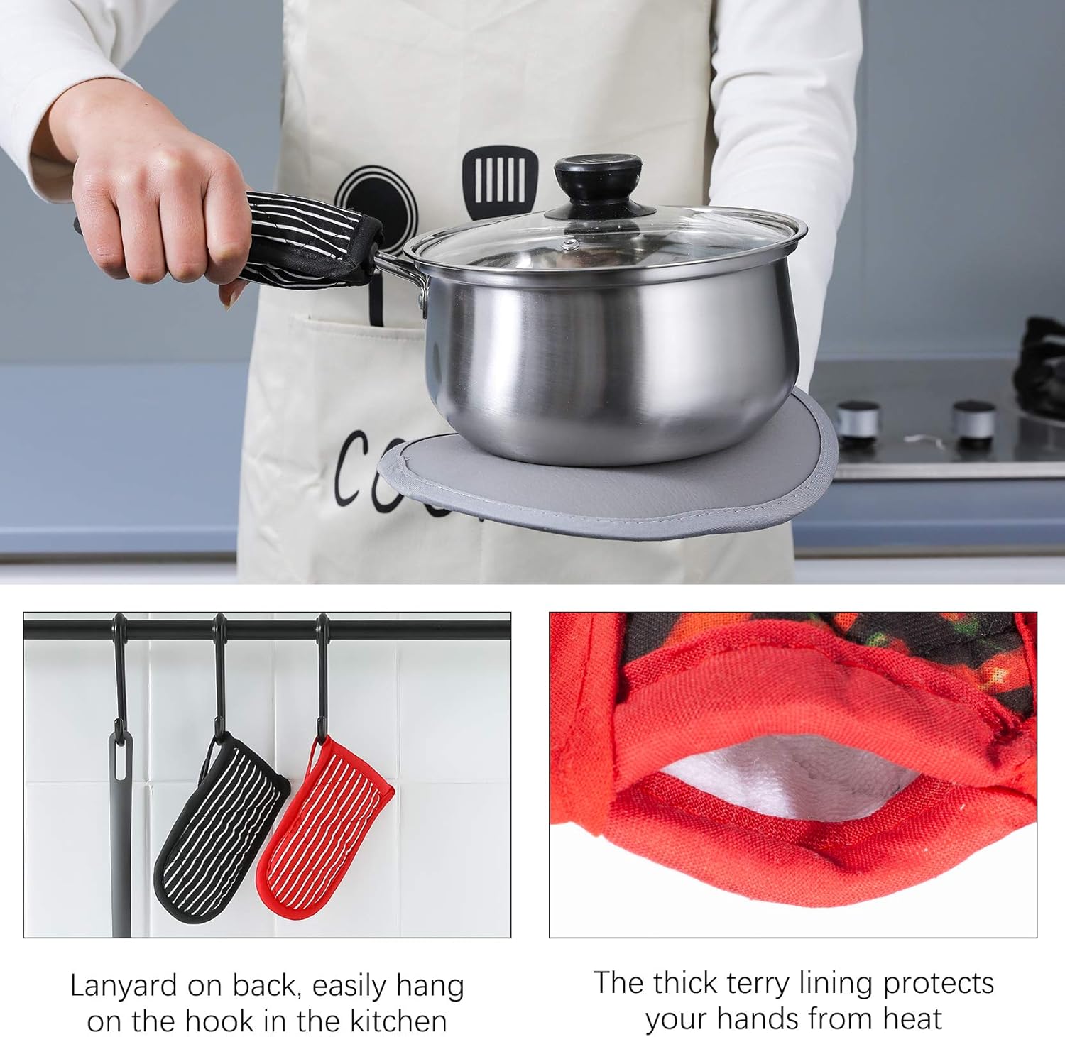 Cast Iron Skillet Handle Covers,Pot Handle Covers Heat Resistant,Pot Holders for Kitchen Heat V1258-DP02-A-1229
