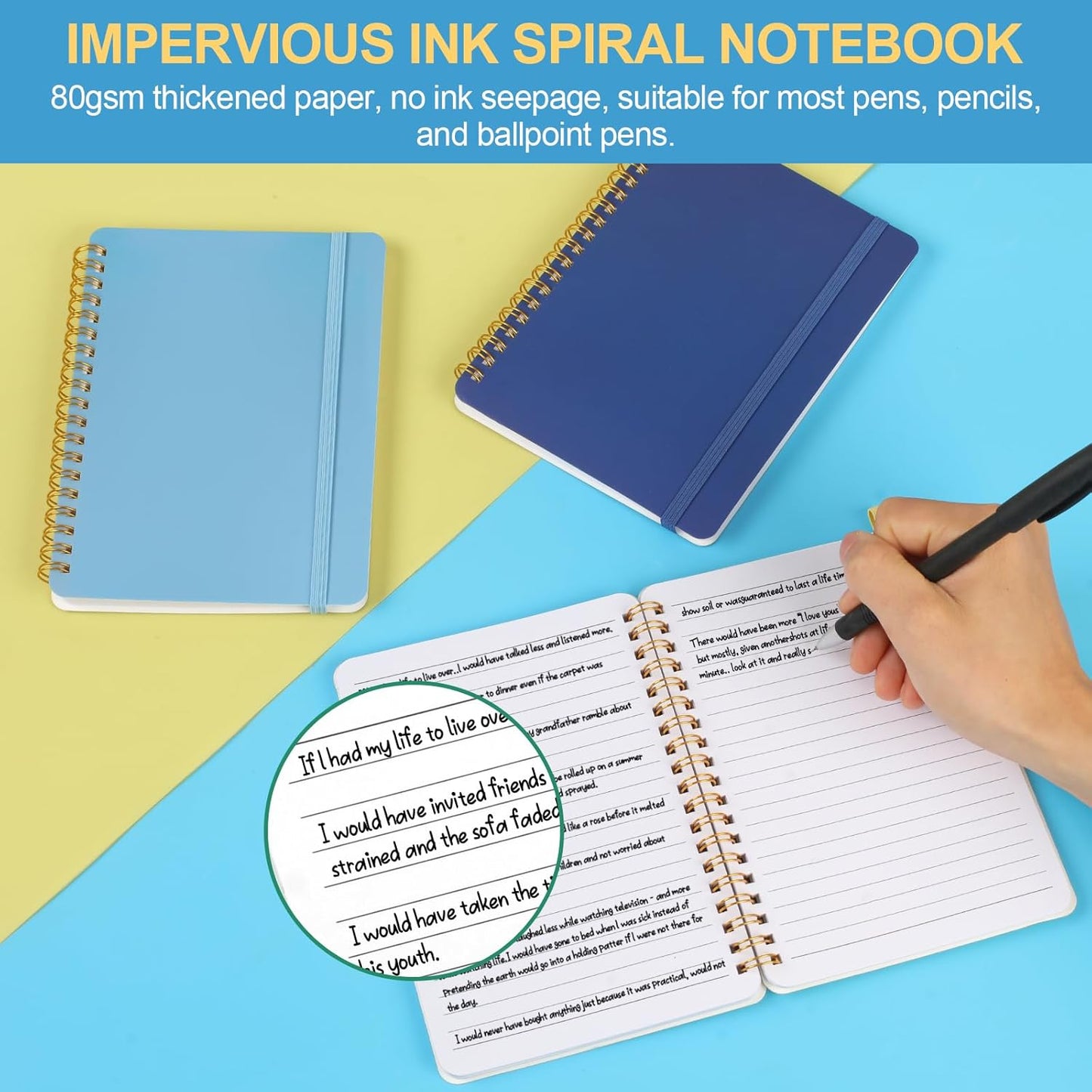 3 PCS Small Spiral Notebook 5x7, Notebooks for Note Taking, Blue Color Scheme Spiral Journal Notebook, Work V1258-DP02-A-1235