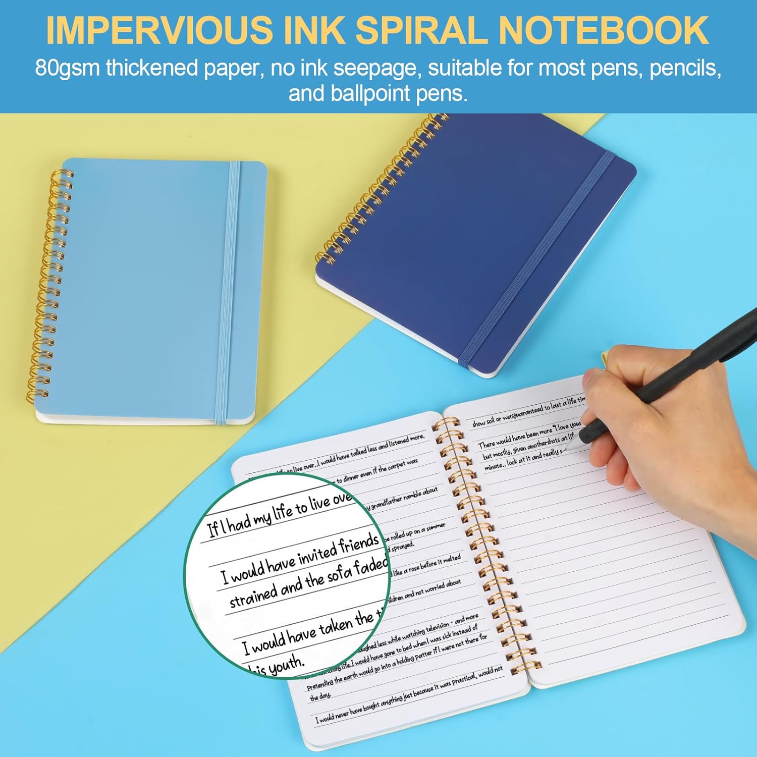 3 PCS Small Spiral Notebook 5x7, Notebooks for Note Taking, Blue Color Scheme Spiral Journal Notebook, Work V1258-DP02-A-1235