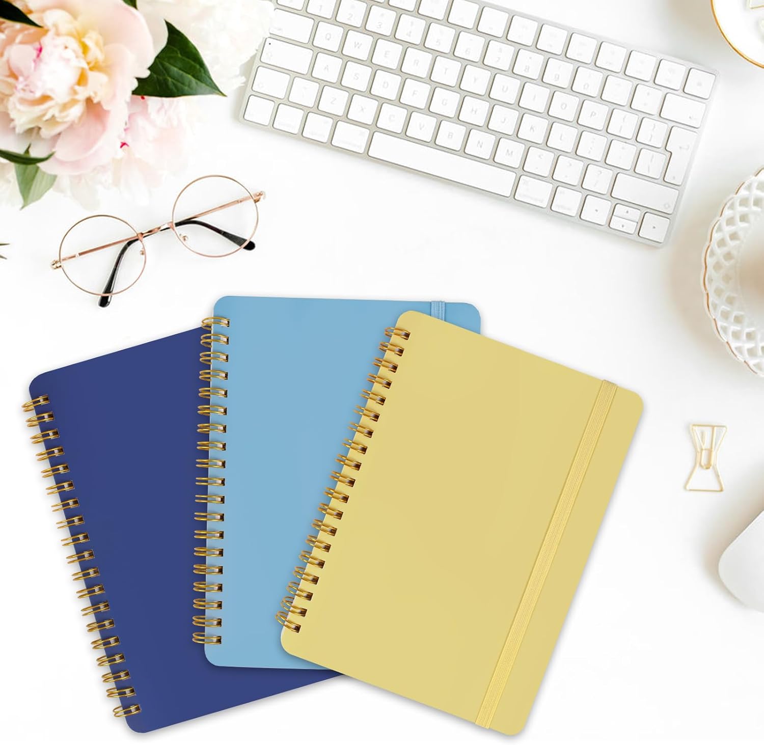 3 PCS Small Spiral Notebook 5x7, Notebooks for Note Taking, Blue Color Scheme Spiral Journal Notebook, Work V1258-DP02-A-1235