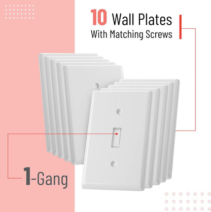 Bates- Light Switch Cover, Switch Plate Covers, Pack of 10, Single Light Switch V1258-DP02-A-1241