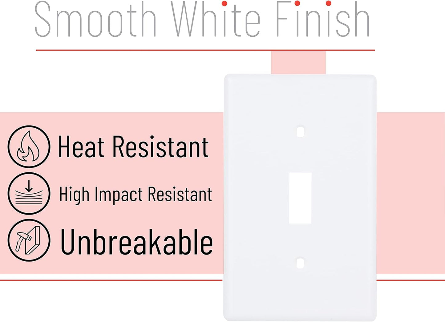 Bates- Light Switch Cover, Switch Plate Covers, Pack of 10, Single Light Switch V1258-DP02-A-1241