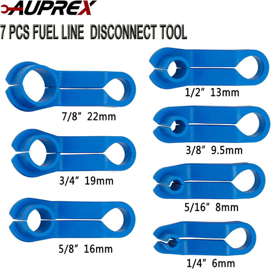 7PCS AC Fuel Line Disconnect Tool Set for Most Ford/GM/Chrysler/Mazda,Includes 1/4 5/16 3/8 1/2 5/8 3/4 7/8 V1258-DP02-A-1243