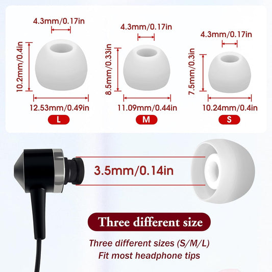 15 Pairs Silicone Ear Bud Replacement Pieces Earbuds Ear Tips Replacement Ear Bud Covers S/M/L Sizes Ear Gels V1258-DP02-A-1244