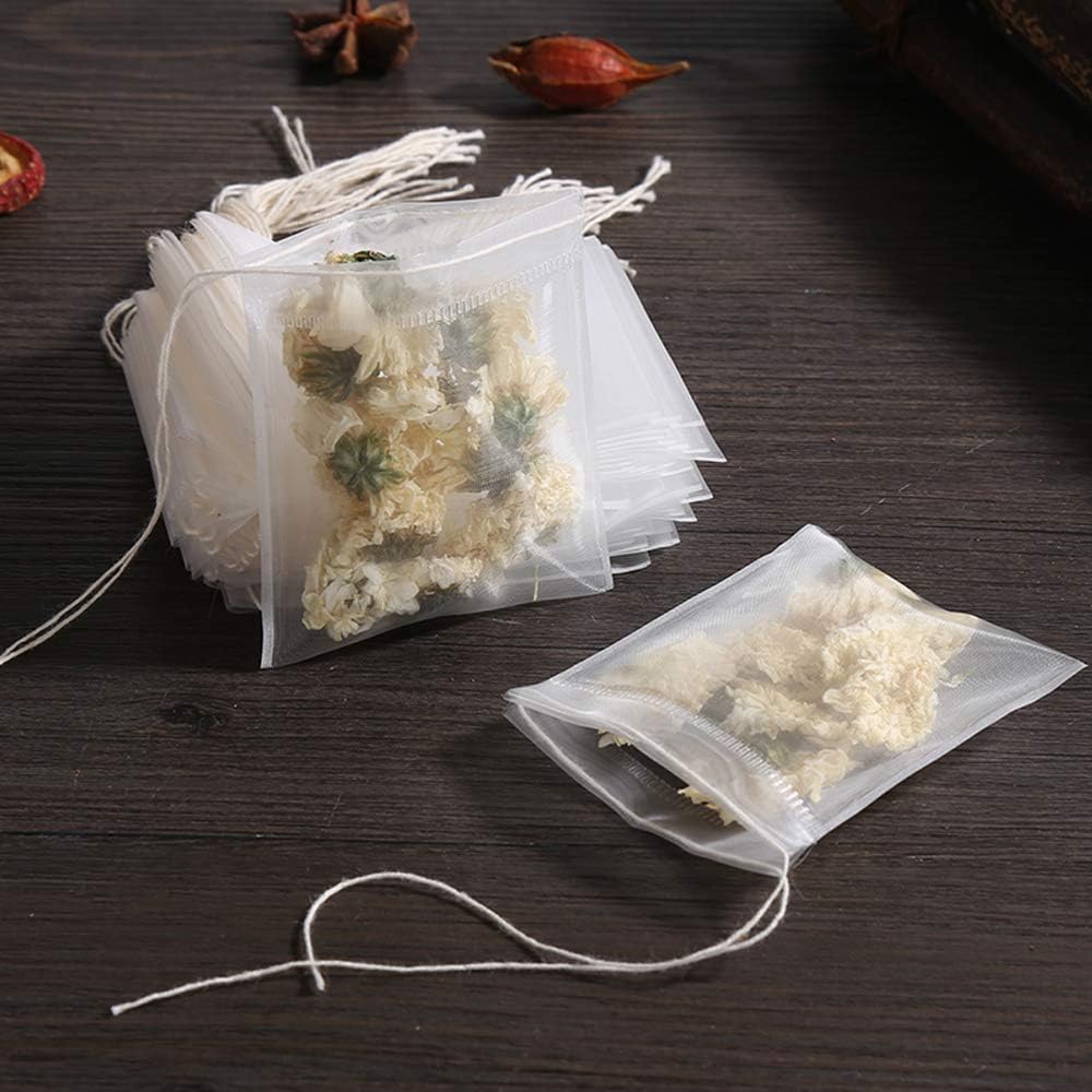 50 Pcs Tea Filter Bags Disposable Tea Bags for Loose Tea Herb Spice Empty Mesh Small Drawstring Seal Infuser V1258-DP02-A-1245