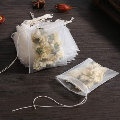50 Pcs Tea Filter Bags Disposable Tea Bags for Loose Tea Herb Spice Empty Mesh Small Drawstring Seal Infuser V1258-DP02-A-1245