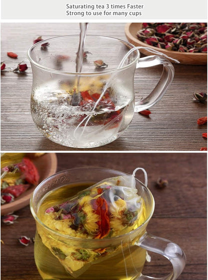 50 Pcs Tea Filter Bags Disposable Tea Bags for Loose Tea Herb Spice Empty Mesh Small Drawstring Seal Infuser V1258-DP02-A-1245