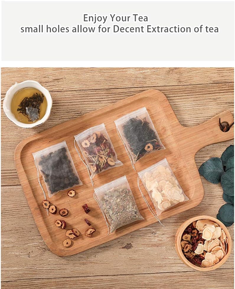 50 Pcs Tea Filter Bags Disposable Tea Bags for Loose Tea Herb Spice Empty Mesh Small Drawstring Seal Infuser V1258-DP02-A-1245