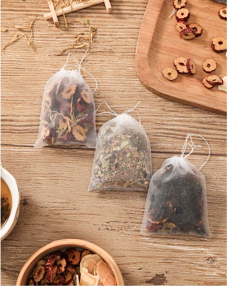 50 Pcs Tea Filter Bags Disposable Tea Bags for Loose Tea Herb Spice Empty Mesh Small Drawstring Seal Infuser V1258-DP02-A-1245