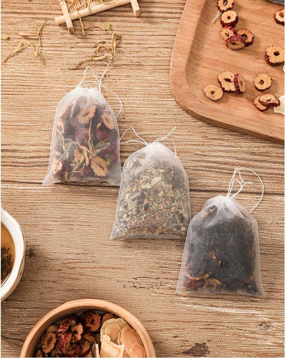 50 Pcs Tea Filter Bags Disposable Tea Bags for Loose Tea Herb Spice Empty Mesh Small Drawstring Seal Infuser V1258-DP02-A-1245