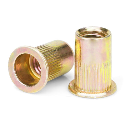Rivet Nuts, 100Pcs M5 Rivet Nuts,Zinc Plated Finish Carbon Steel Flat Head Rivnut Threaded Insert V1258-DP02-A-1248