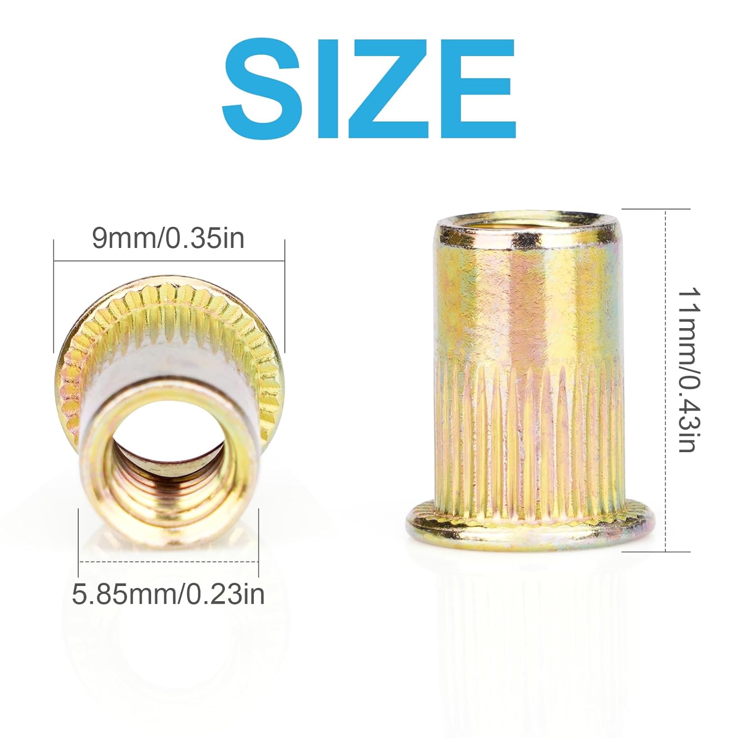 Rivet Nuts, 100Pcs M5 Rivet Nuts,Zinc Plated Finish Carbon Steel Flat Head Rivnut Threaded Insert V1258-DP02-A-1248