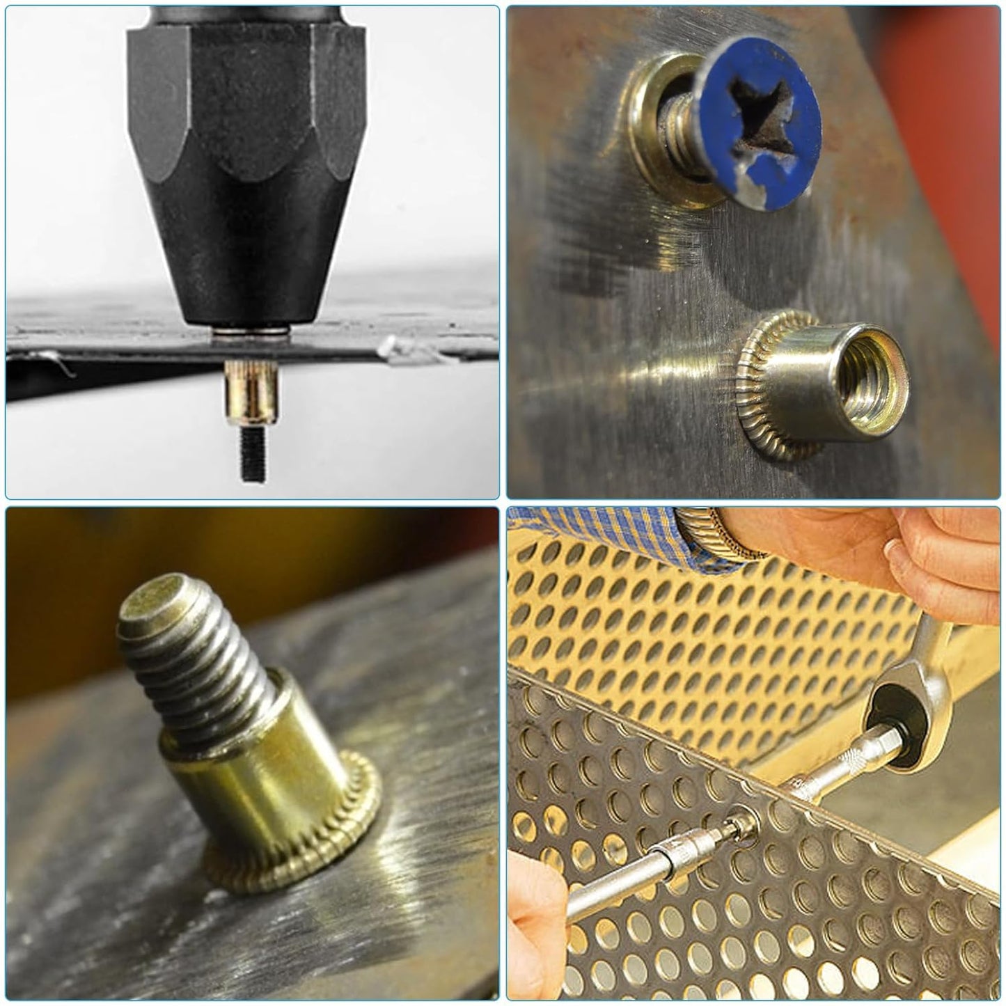 Rivet Nuts, 100Pcs M5 Rivet Nuts,Zinc Plated Finish Carbon Steel Flat Head Rivnut Threaded Insert V1258-DP02-A-1248