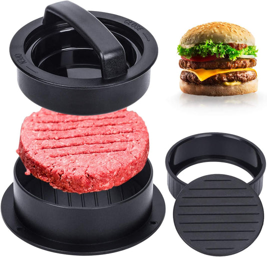 Burger Press, Hamburger Press Patty Maker With 100Pcs Hamburger Patty Paper, 3 in 1 Non Stick Patty Mold for V1258-DP02-A-1250