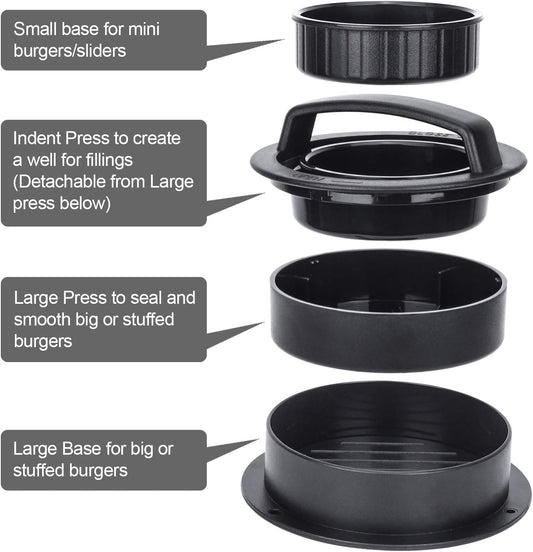 Burger Press, Hamburger Press Patty Maker With 100Pcs Hamburger Patty Paper, 3 in 1 Non Stick Patty Mold for V1258-DP02-A-1250