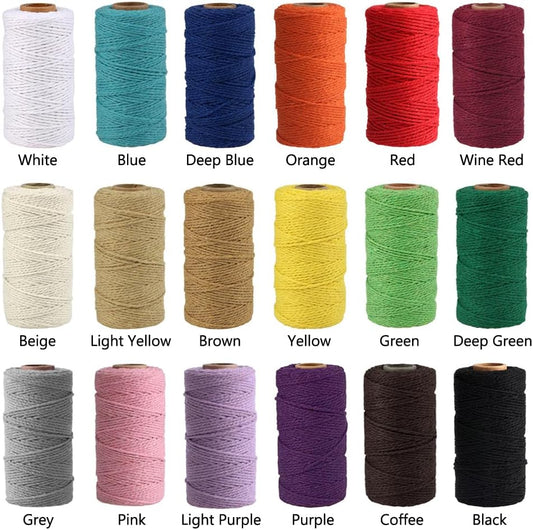 (109 Yards/1.5mm/35 Colors Optional) Cotton Baker Twine DIY Craft Macrame Natural Cotton Rope Craft Making V1258-DP02-A-1255