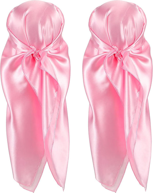 35 Inch Silky Head Scarf 2 Pcs Large Square Neck Scarf Sleeping Hair Wrapping Satin Bandana for Women V1258-DP02-A-1272