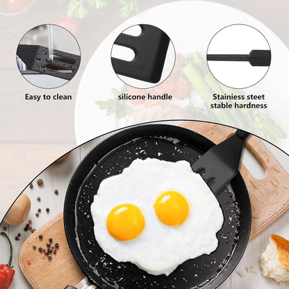 [2 Pack] Small Spatula for Nonstick Cookware Mini Spatulas for kitchen Use,Heat-Resistant Silicone Thin V1258-DP02-A-1277