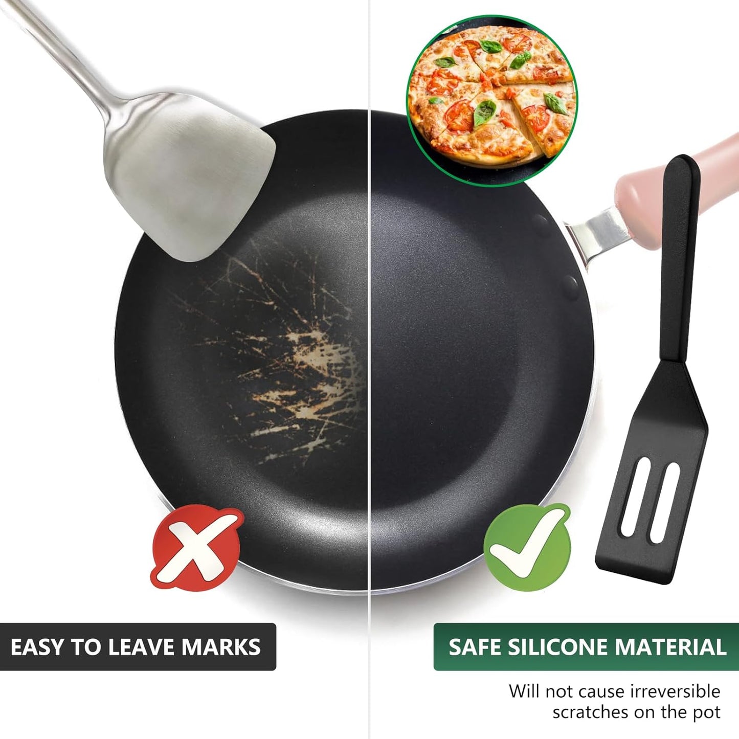 [2 Pack] Small Spatula for Nonstick Cookware Mini Spatulas for kitchen Use,Heat-Resistant Silicone Thin V1258-DP02-A-1277