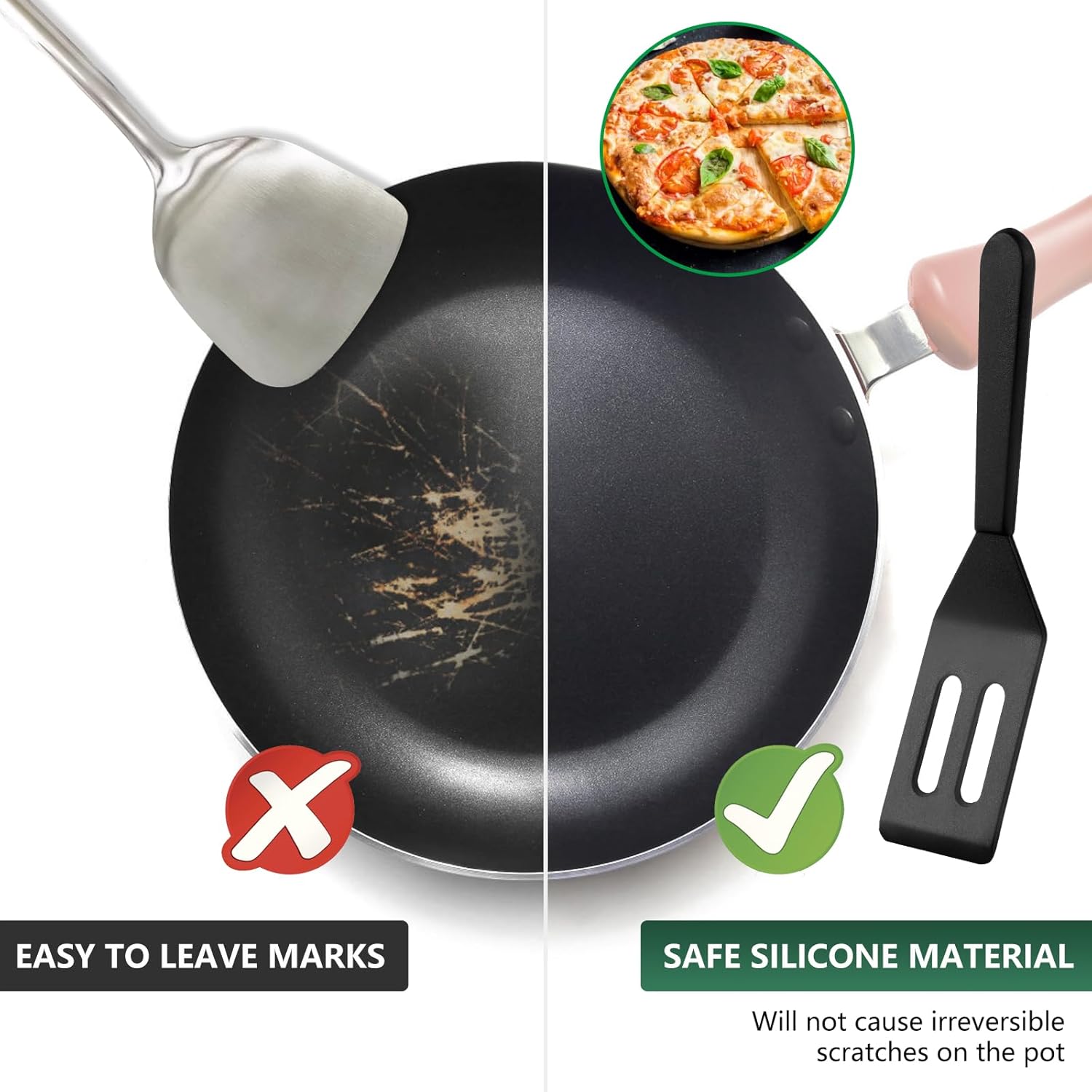 [2 Pack] Small Spatula for Nonstick Cookware Mini Spatulas for kitchen Use,Heat-Resistant Silicone Thin V1258-DP02-A-1277