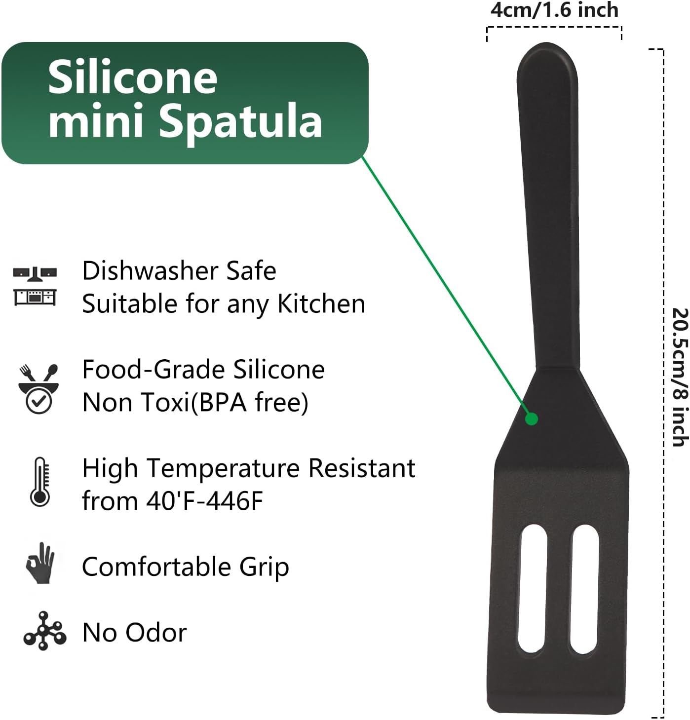 [2 Pack] Small Spatula for Nonstick Cookware Mini Spatulas for kitchen Use,Heat-Resistant Silicone Thin V1258-DP02-A-1277