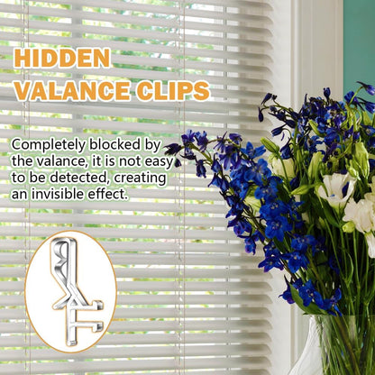 12 PCS Hidden Channel Valance Clips, 1-7/8inch Clear Plastic Blinds Clips for Valance with a Groove in The V1258-DP02-A-1278