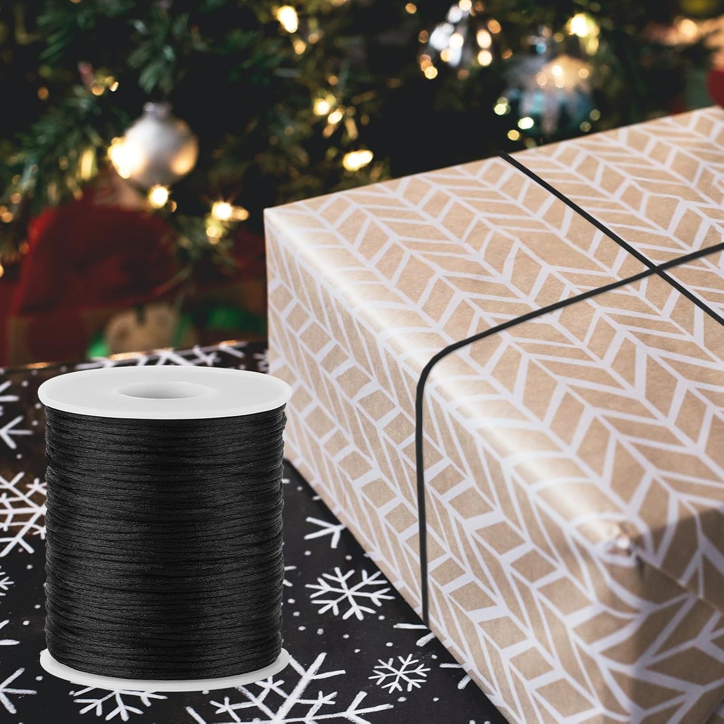 Black Nylon String Cord - 1MM 100 Yards Black Twine, Bracelet String for Bracelet Making, Braided Ornament V1258-DP02-A-1280