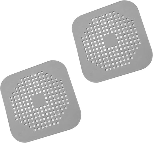 Square Drain Cover for Shower 5.7-inch TPR Drain Hair Catcher Flat Silicone Plug for Bathroom and Kitchen V1258-DP02-A-1282