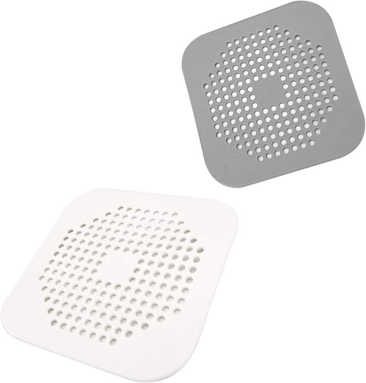 Square Drain Cover for Shower 5.7-inch TPR Drain Hair Catcher Flat Silicone Plug for Bathroom and Kitchen V1258-DP02-A-1284