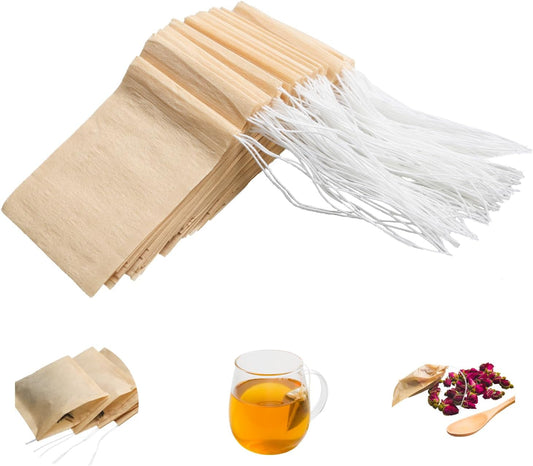 100pcs Disposable Tea Bags for Loose Tea, Small Empty Tea Bag with Wood Pulp Material, Unbleached Tea Filter V1258-DP02-A-1285