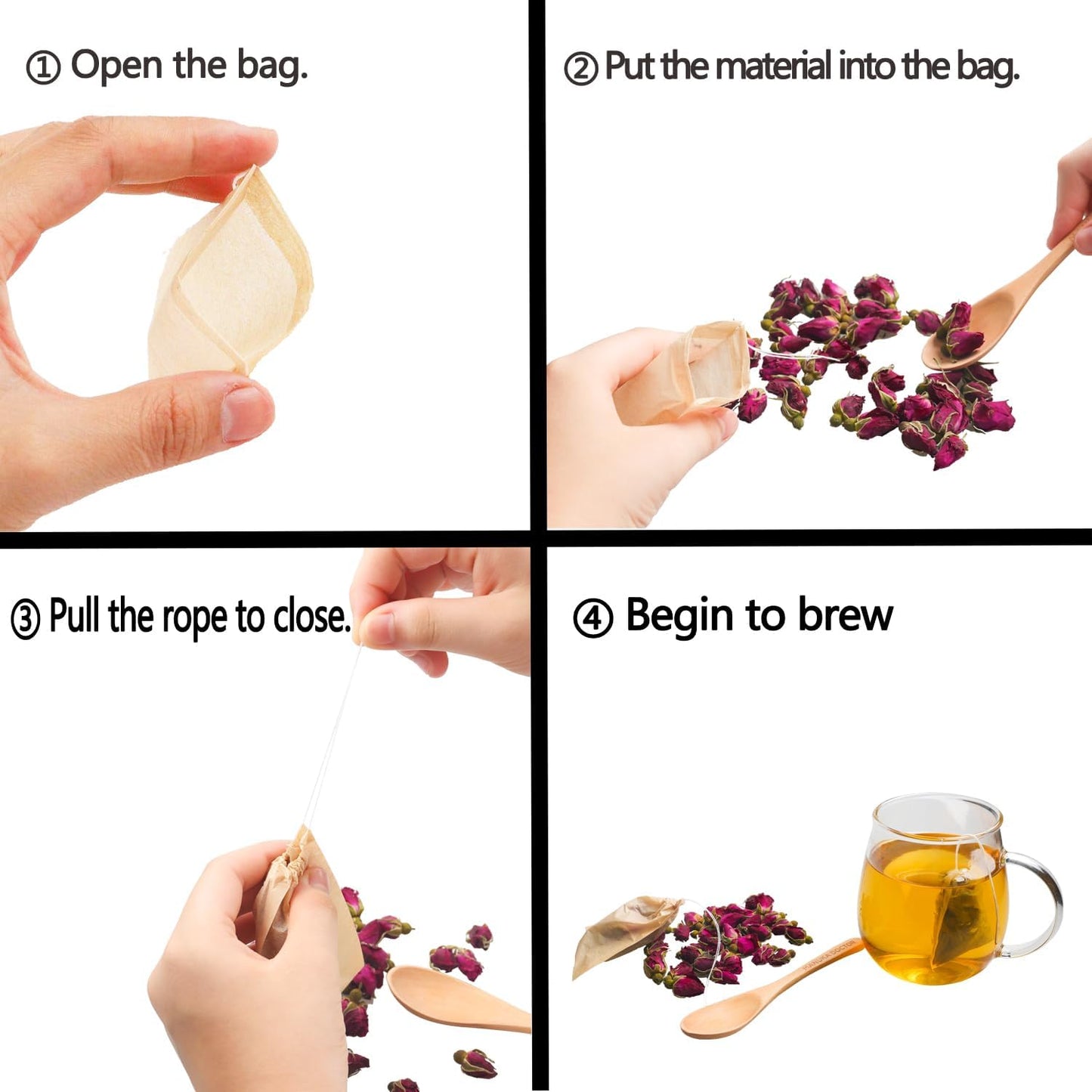 100pcs Disposable Tea Bags for Loose Tea, Small Empty Tea Bag with Wood Pulp Material, Unbleached Tea Filter V1258-DP02-A-1285