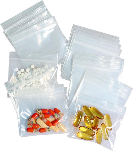 100 Packs Pill Bags 6 mil Sturdy 3x2.75 inch Pill Pouches BPA Free Seal Waterproof Handy Reusable Pill Bags V1258-DP02-A-1290
